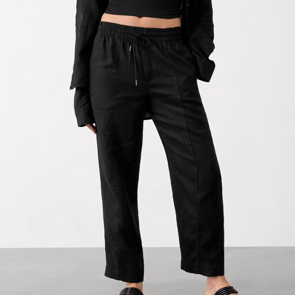 Athleta Retreat Linen High Rise Ankle Pant In Black Size S NWT - Picture 1 of 13